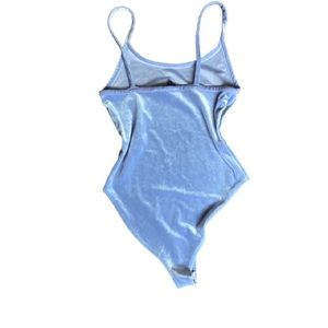 Forever 21 Light blue velvet spaghetti strap bodysuit S